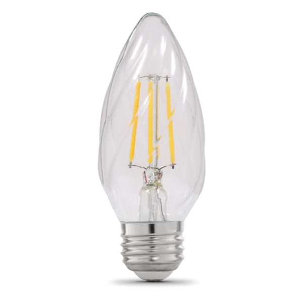 Feit Electric BPF1560/827/FILED LED Bulb, Decorative, F15 Lamp, 60 W Equivalent, E26 Lamp Base, Dimmable, Clear