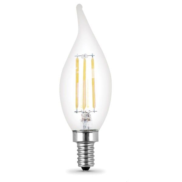 Feit Electric BPCFC40/950CA/FIL/4 LED Bulb, Decorative, Flame Tip Lamp, 60 W Equivalent, E12 Lamp Base, Dimmable