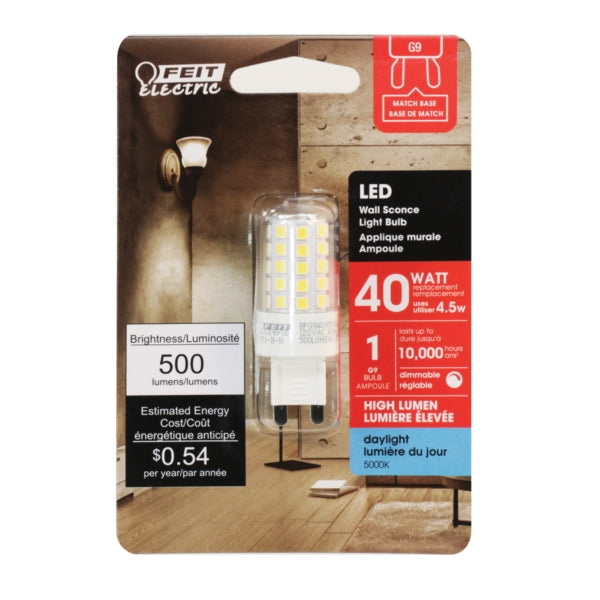 Feit Electric BPG940/850/LED LED Bulb, Specialty, Wedge Lamp, 40 W Equivalent, G9 Lamp Base, Dimmable, Clear