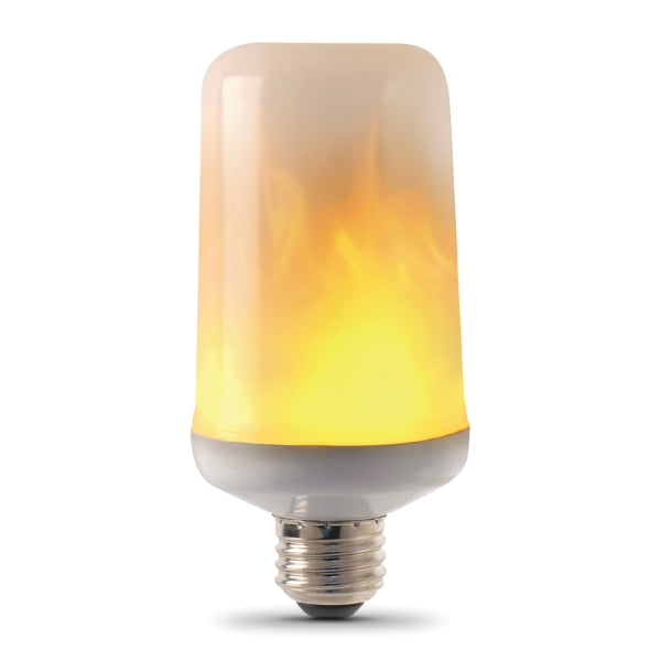 Feit Electric C/FLAME/LED LED Bulb, Specialty, T60 Lamp, E26 Lamp Base, White, Warm White Light, 1500 K Color Temp