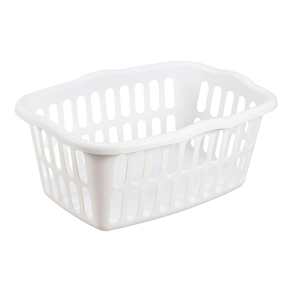 Sterilite 12458012 Laundry Basket, 1.5 bu Capacity, Plastic, White, 1-Compartment