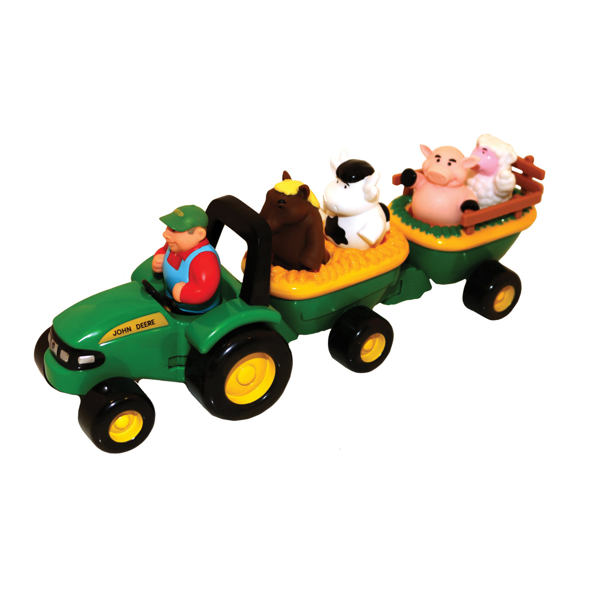 John Deere Toys 34908 Animal Sounds Hay Ride, 18 months and Up, Plastic, Internal Light/Music: Yes