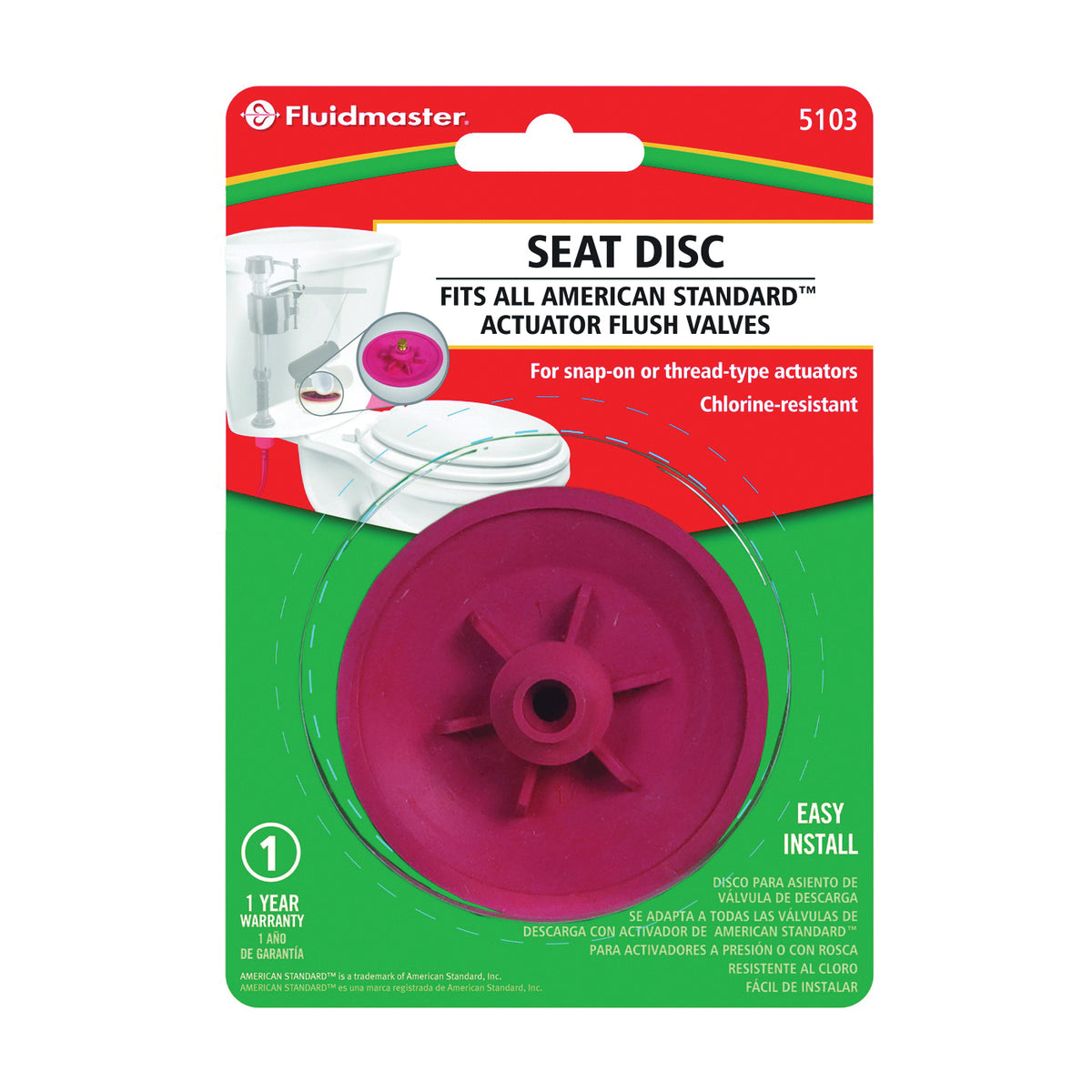 FLUIDMASTER 5103 Seat Disc, Rubber, Red, For: American Standard Actuator Flush Valves