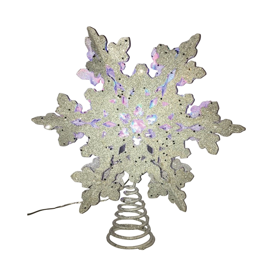 Santas Forest 19365 Snowflake Light, 13 in H, Christmas Tree Topper, 120 V, Multi-Color Light, LED Bulb