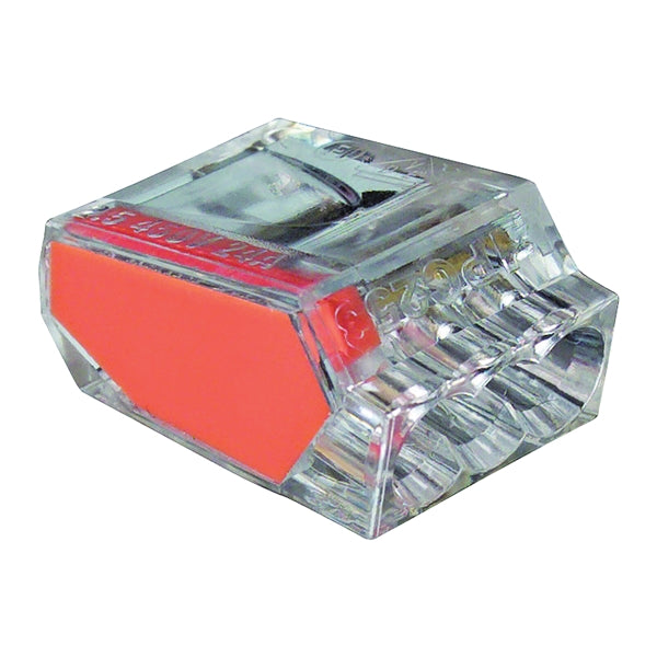 GB PushGard 19-PC3 Wire Connector, 22 to 12 AWG Wire, Copper Contact, Polycarbonate Housing Material, Clear/Orange