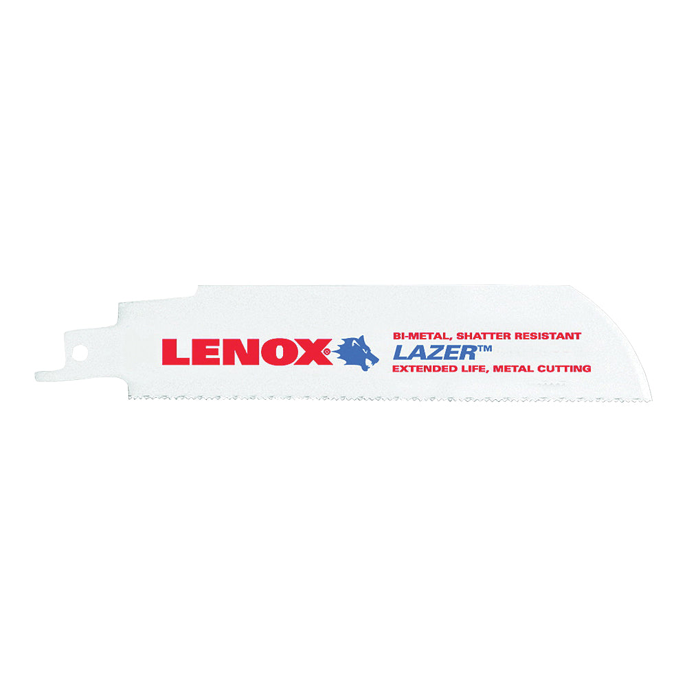 Lenox LAZER 24903T6118R Reciprocating Saw Blade, 1 in W, 6 in L, 18 TPI, Steel Cutting Edge