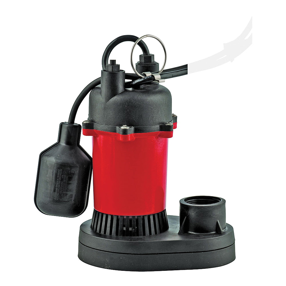 Red Lion RL-SP25T Series 14942739 Sump Pump, 1-Phase, 6 A, 115 V, 0.25 hp, 1-1/2 in Outlet, 23 ft Max Head, 540 gph