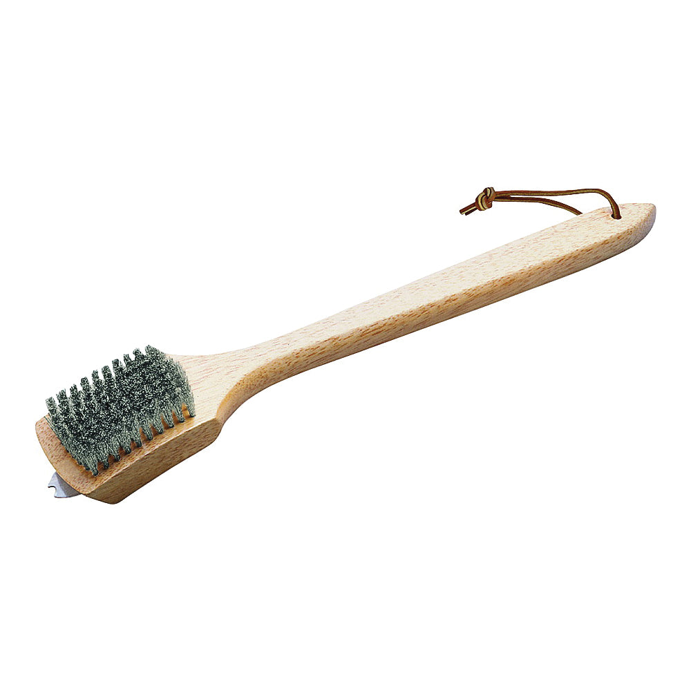 Weber 6464 Grill Cleaning Brush with Scraper, Stainless Steel Bristle, Bamboo Handle, 18 in L