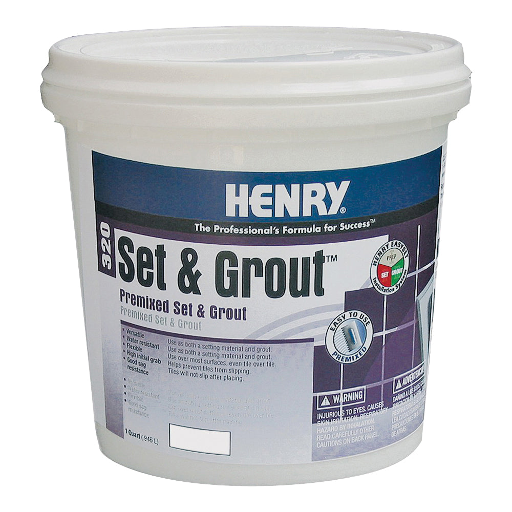 HENRY Set&amp;Grout 12040 Adhesive and Grout, Paste, White, 1 gal Tub