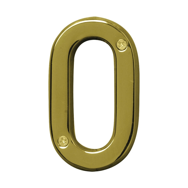 HY-KO Prestige Series BR-42PB/0 House Number, Character: 0, 4 in H Character, Brass Character, Solid Brass