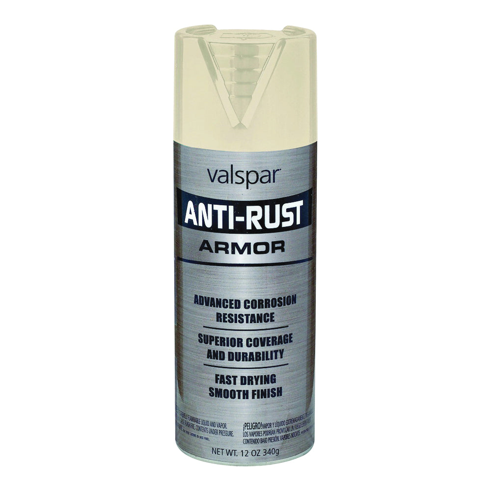 Valspar 044.0021935.076 Anti-Rust Enamel Spray Paint, Gloss, Almond, 16 oz, Aerosol Can
