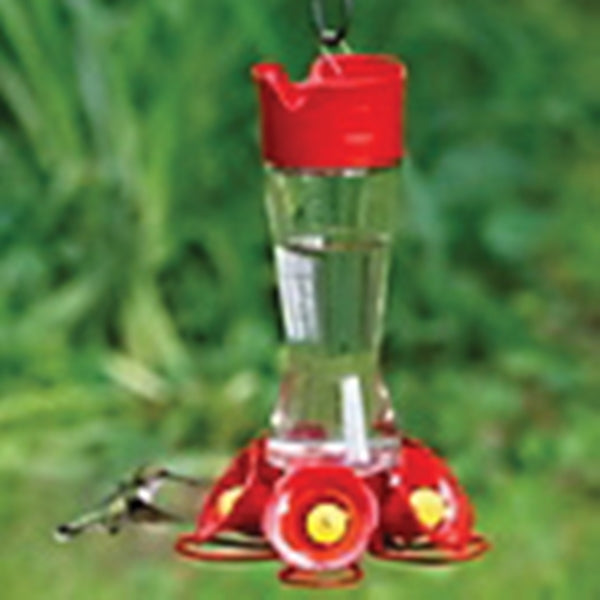 Perky-Pet 204CP-4 Bird Feeder, 5-Port/Perch, Glass, Red, 10-1/2 in H