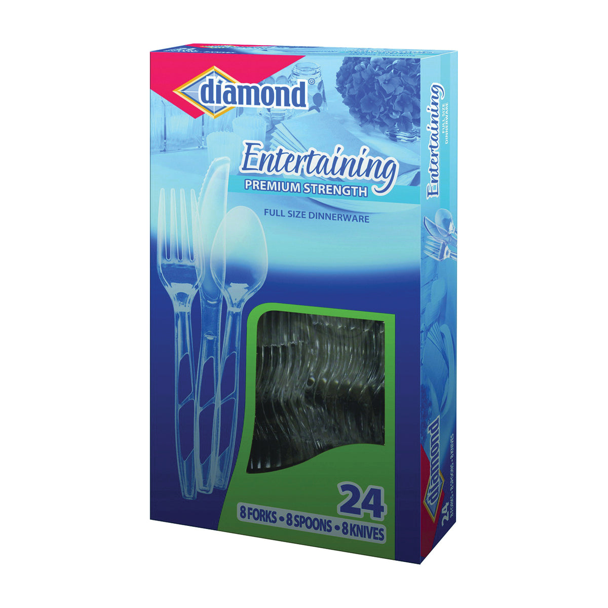 diamond 00098 Cutlery Set, Polystyrene, Clear