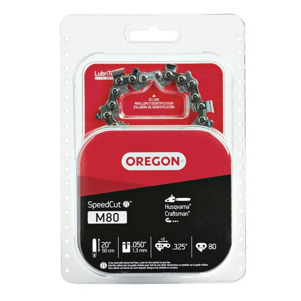 Oregon SpeedCut M80 Chainsaw Chain, 20 in L Bar, 0.05 Gauge, 0.325 in TPI/Pitch, 80-Link