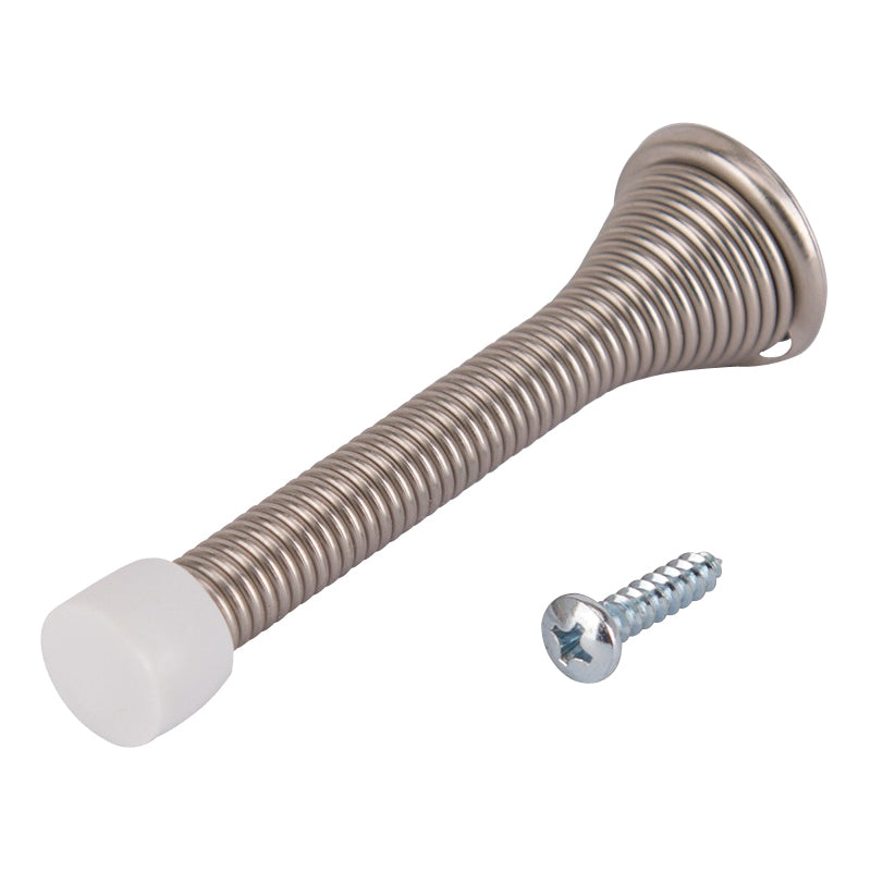 Prosource H62-B043C-PS Heavy-Duty Spring, 15/16 in Dia Base, 3-1/8 in Projection, Plastic &amp; Steel, Satin Nickel