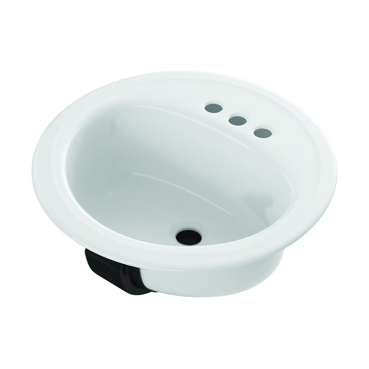 BOOTZ Laurel 021-2435-00 Lavatory Sink, Round Basin, 3-Deck Hole, 19 in OAW, 19 in OAH, 7-13/16 in OAD, Steel