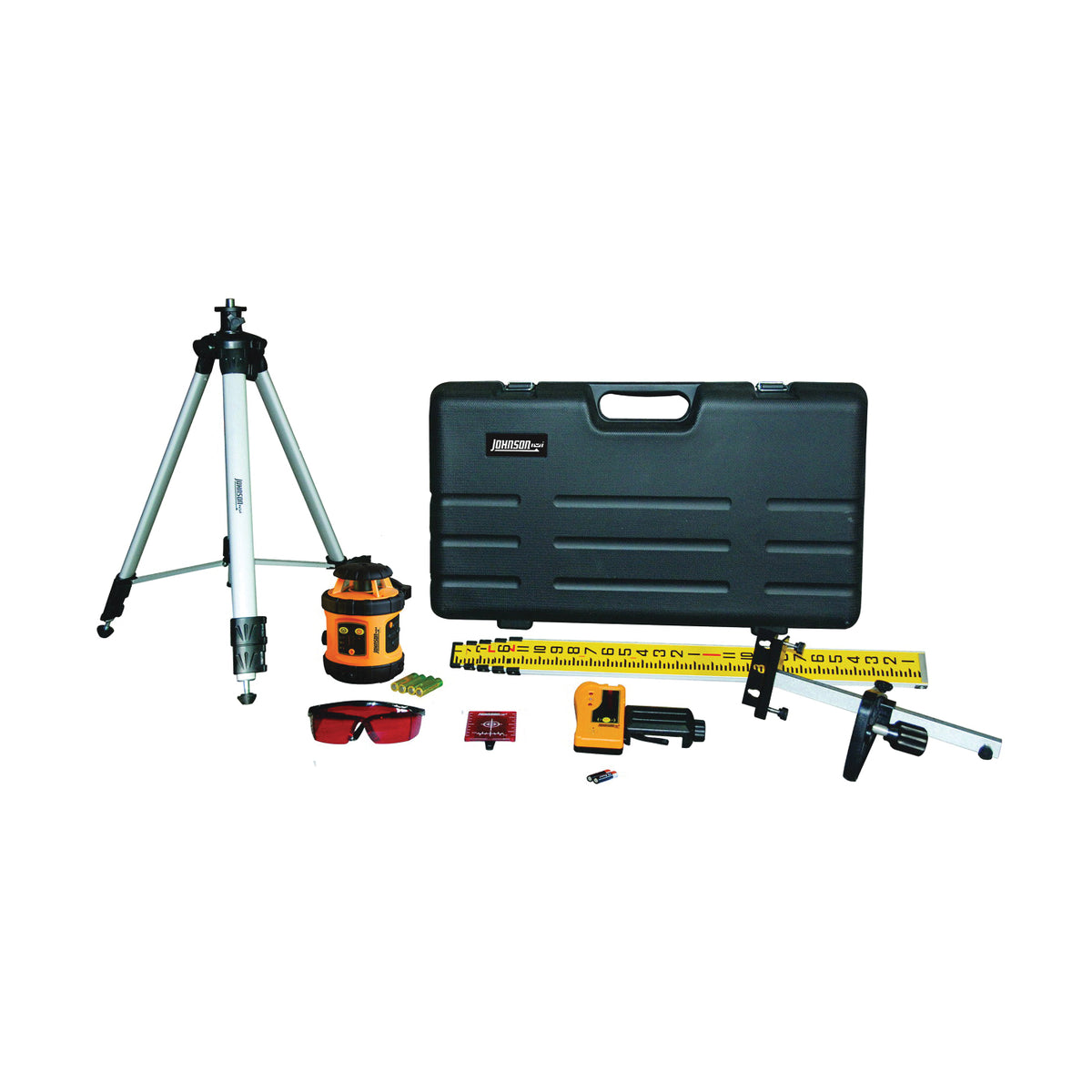 Johnson 40-6517 Laser Level Kit, 200 ft, +/-1/8 in at 50 ft Accuracy, Red Laser