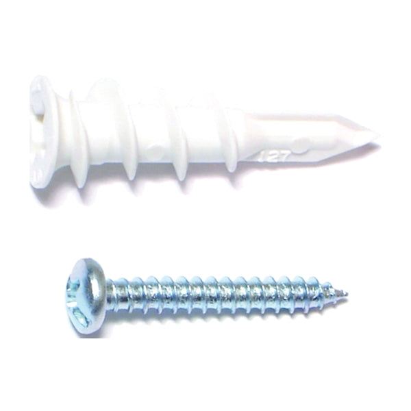 MIDWEST FASTENER 10424 Hollow Wall Anchor with Screw, #6 Thread, 1 in L, Plastic