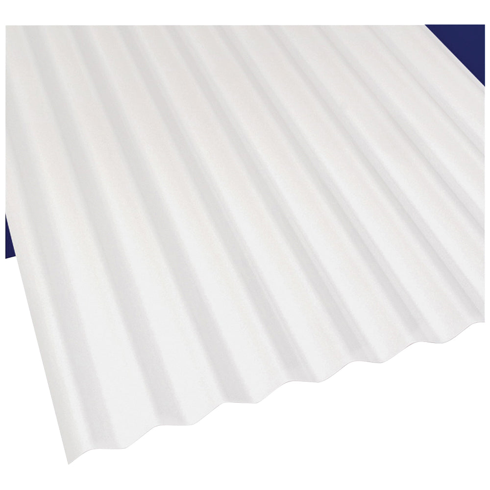 Sun N Rain 103692 Corrugated Roofing Panel, 8 ft L, 26 in W, PVC, White