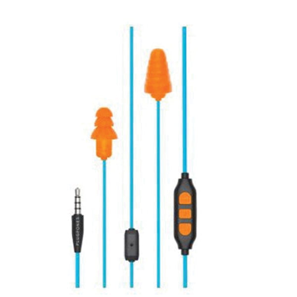 Plugfones Guardian Plus PGP-UO Earphones, 23/26 dB SPL, Light Blue/Orange