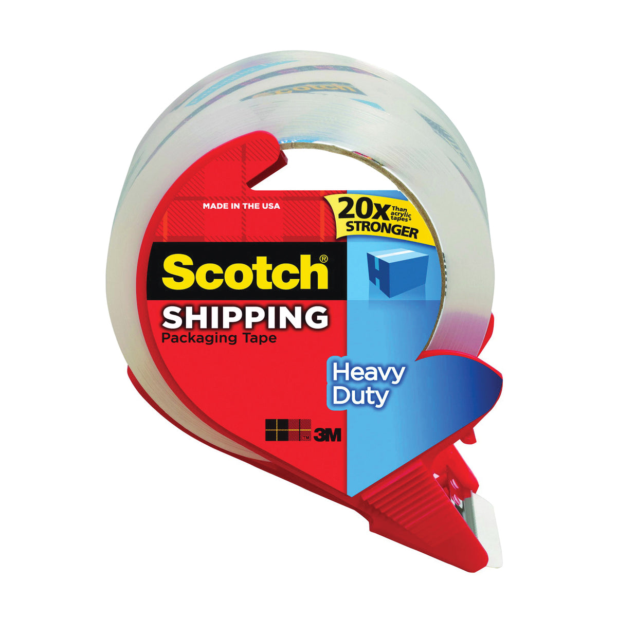 Scotch 3850S-RD Packaging Tape, 38.2 yd L, 1.88 in W, Polypropylene Backing, Clear