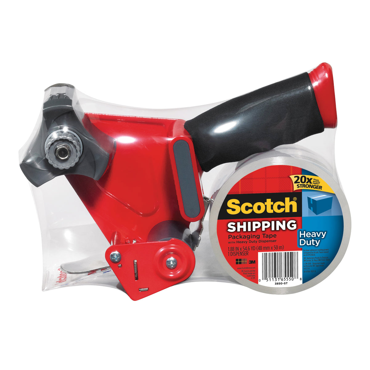 Scotch 3850-ST Packaging Tape, 54.6 yd L, 1.88 in W, Polypropylene Backing, Clear