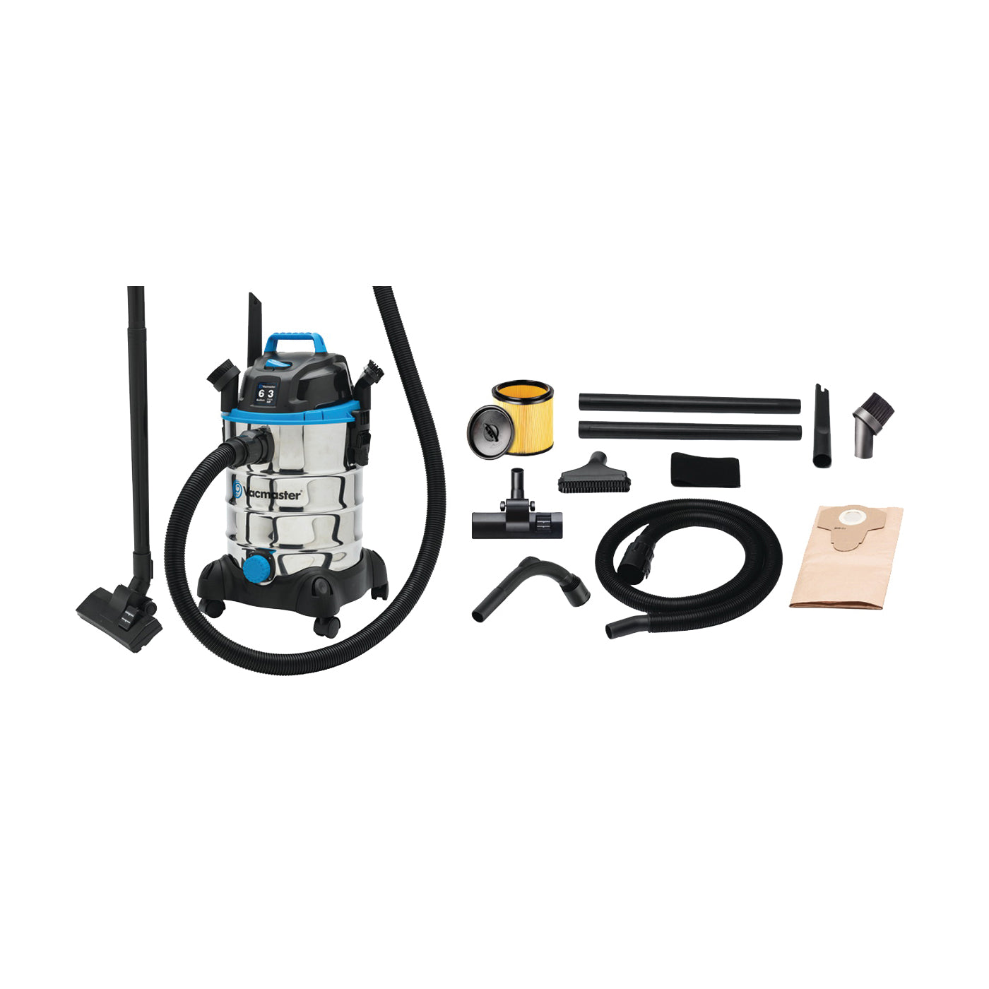 Vacmaster Professional VQ607SFD Wet and Dry Vacuum Cleaner, 6 gal Vacuum, Cartridge Filter