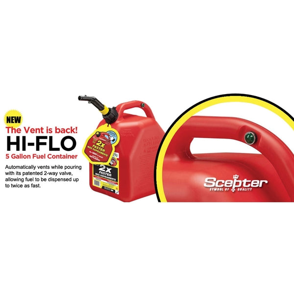 Scepter Flo n&#39; go FG4G111 Gas Can, 1 gal Capacity, Polypropylene, Red