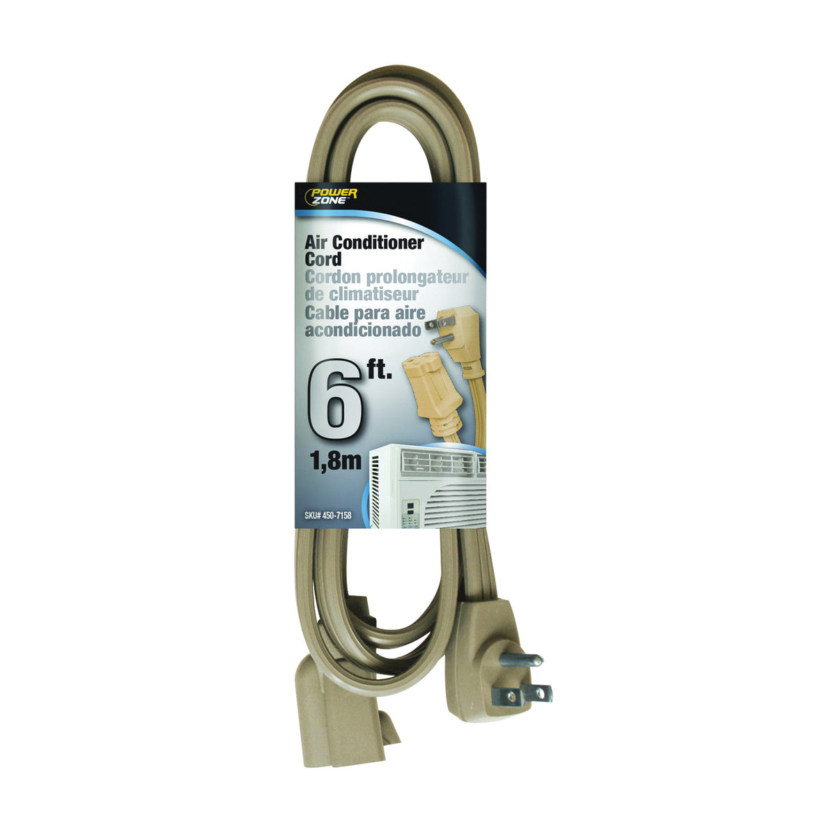 PowerZone OR681506 Extension Cord, SPT-3, Vinyl, Beige, For: Air conditioner and Appliances