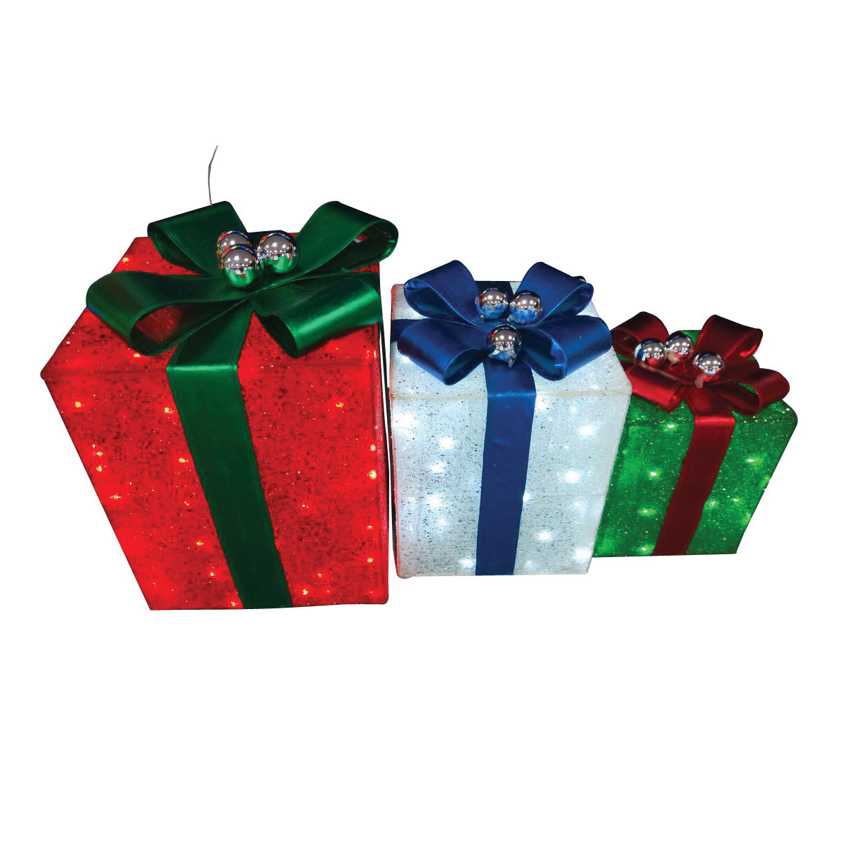 Santas Forest 58414 LED Gift Box Set, (12),(15), (18) in H, PVC