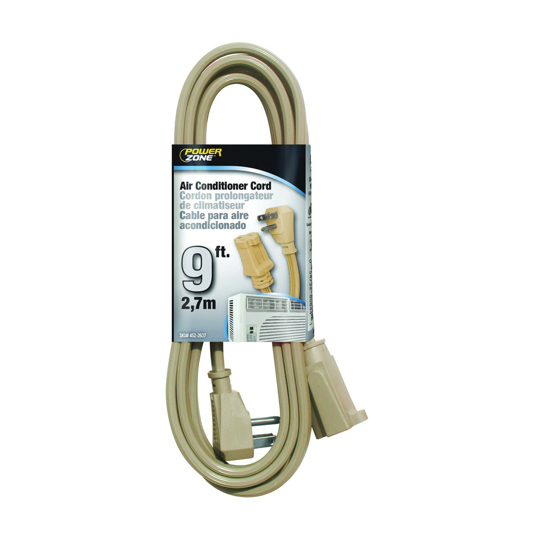 PowerZone OR681509 Single-Ended Extension Cord, SPT-3, Vinyl, Beige, For: Air conditioner and Appliances