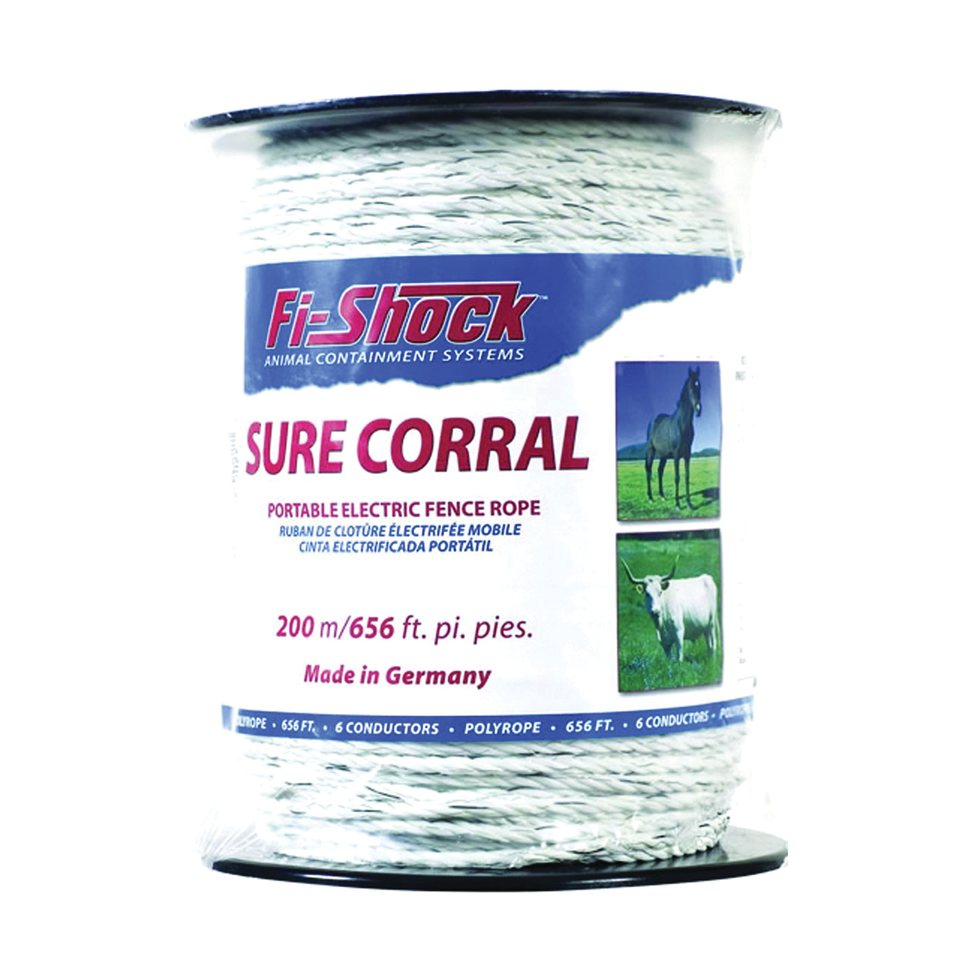 Zareba PR656W6-FS Polyrope, 6-Conductor, Stainless Steel Conductor, White, 656 ft L