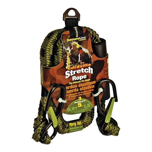 Wellington CZB3CA Stretch Rope, 8 mm Dia, 3 ft L, Polypropylene, Camouflage