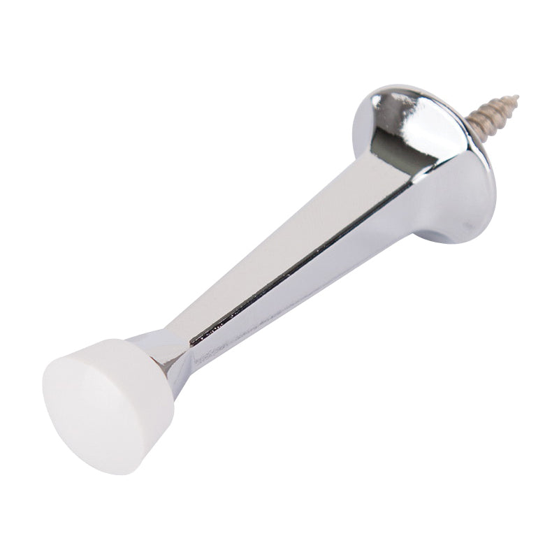Prosource CL-208C-CH-PS Heavy-Duty Rigid Door Stop, 1 in Dia Base, 3 in Projection, Die-Cast Zinc &amp; Plastic, Chrome