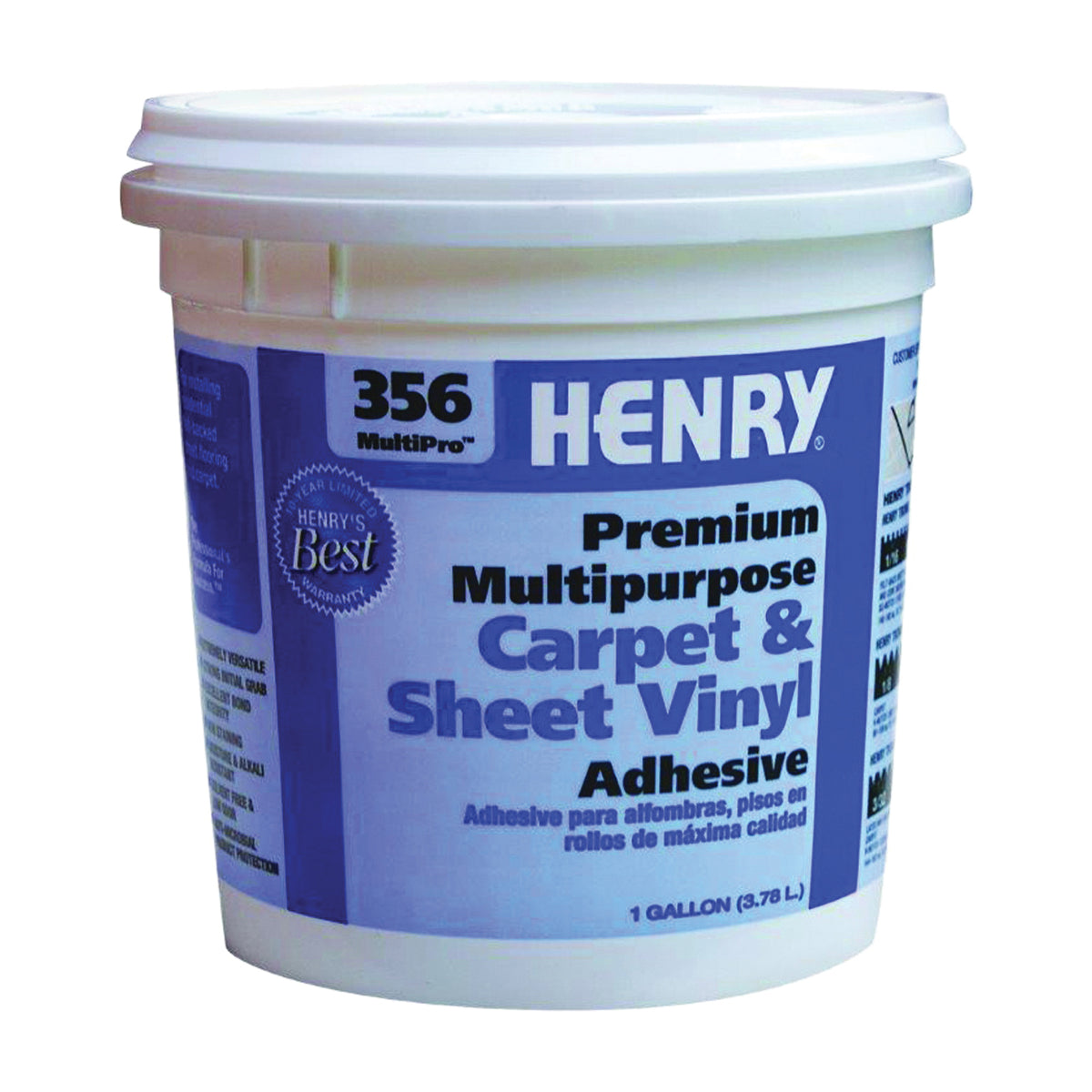 HENRY 356C MultiPro 12073 Carpet and Sheet Adhesive, Paste, Mild, Pale Yellow, 1 gal Pail