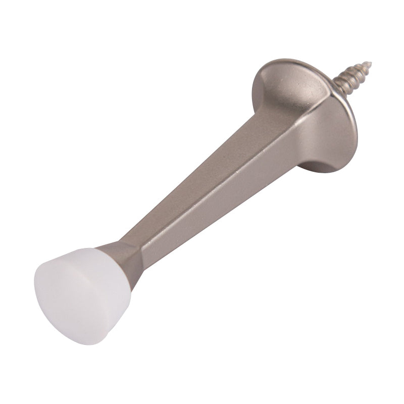 Prosource CL-208C-SN-PS Heavy-Duty Rigid Door Stop, 1 in Dia Base, 3 in Projection, Die-Cast Zinc &amp; Plastic