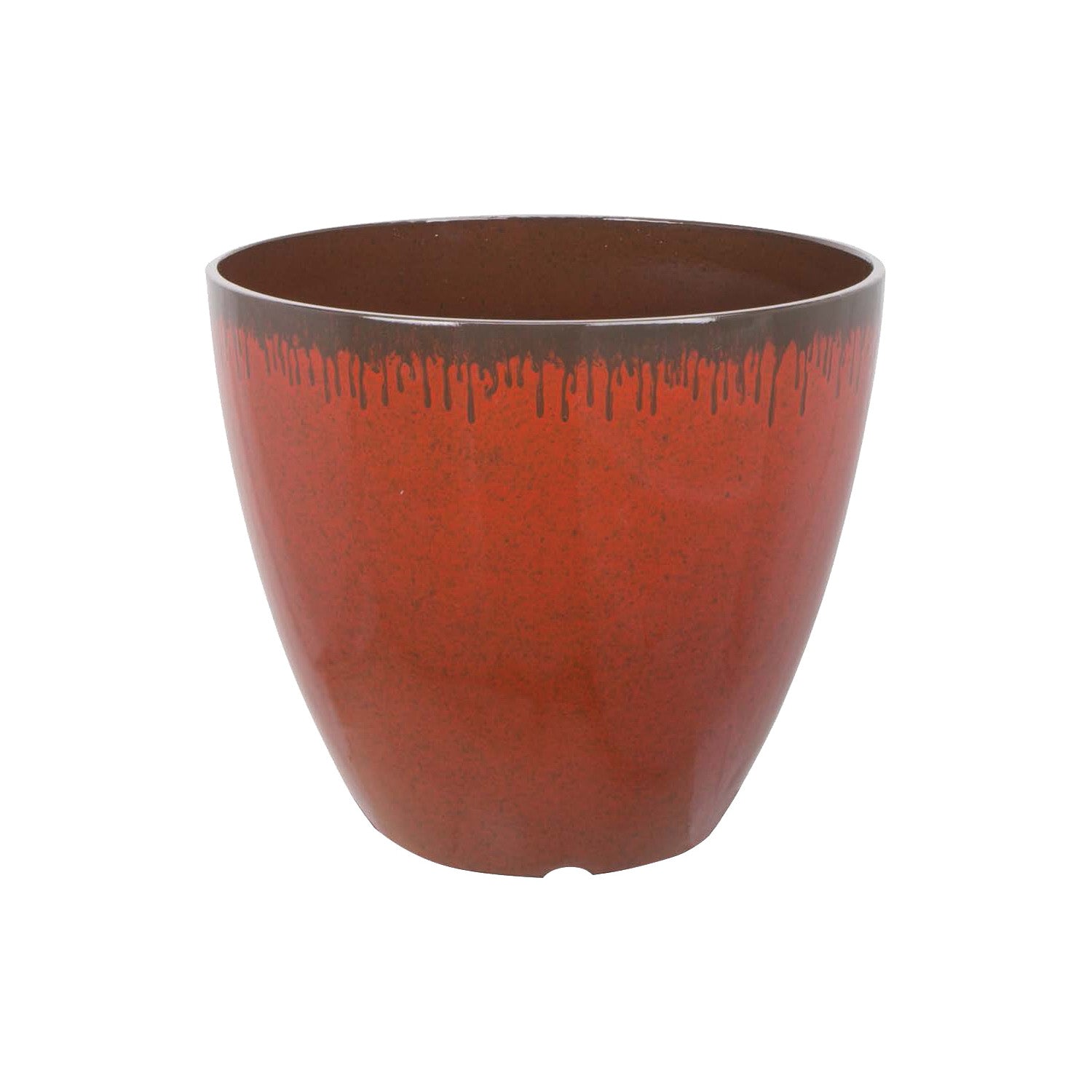 Landscapers Select Planter, 12 in Dia, Round, Resin, Red, Mocha Drip