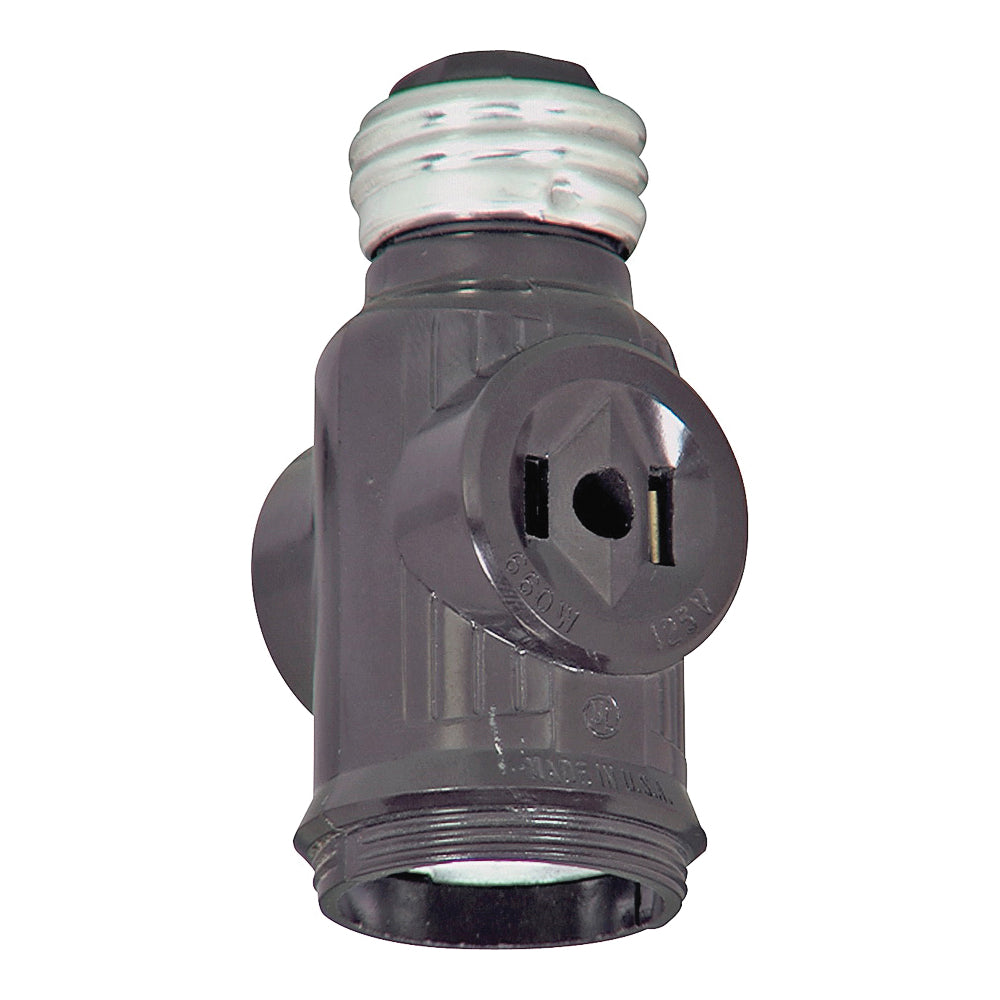 Eaton Wiring Devices BP715B Adapter with Keyless Switch, 660 W, 2-Outlet, Brown