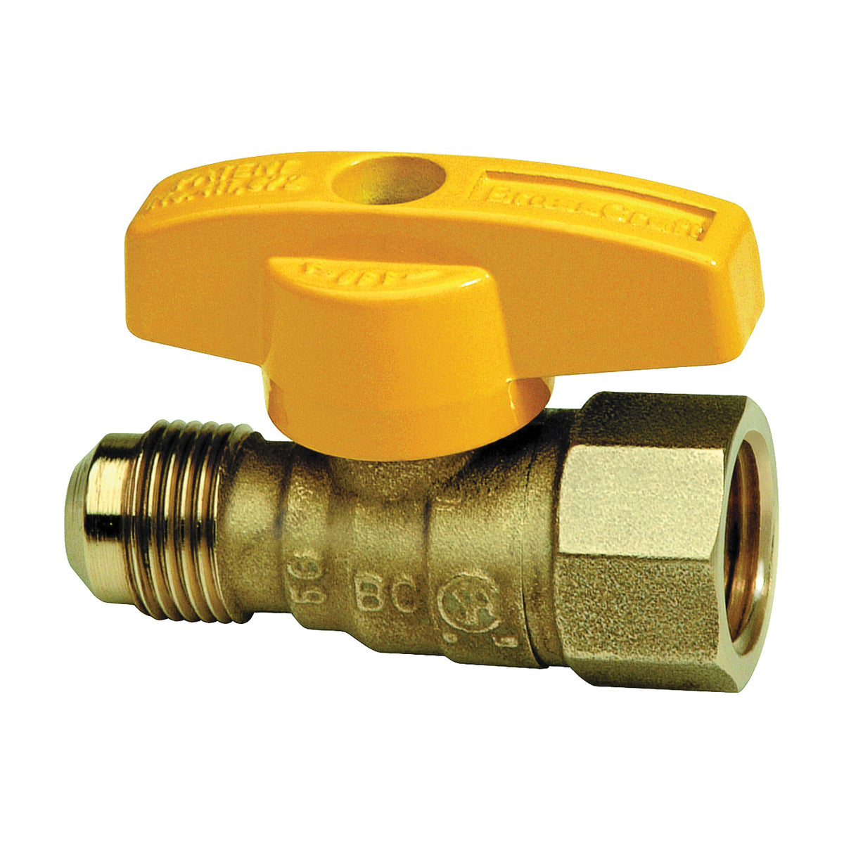 BrassCraft TBV6F-8 Gas Ball Valve, 3/8 x 1/2 in Connection, Flared (9/16 -24 Fine Thread) x FIP, 5 psi Pressure, Brass Body