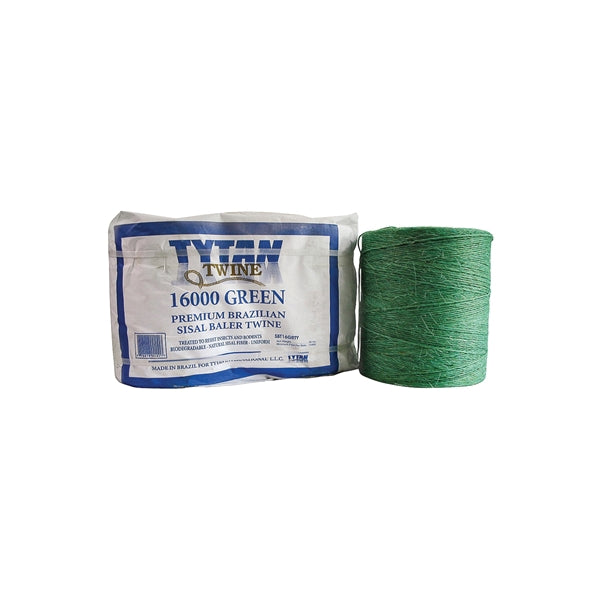 TYTAN SBT16GRTY Baler Twine, 16,000 ft L, 130 lb Working Load, Sisal, Brazilian Green