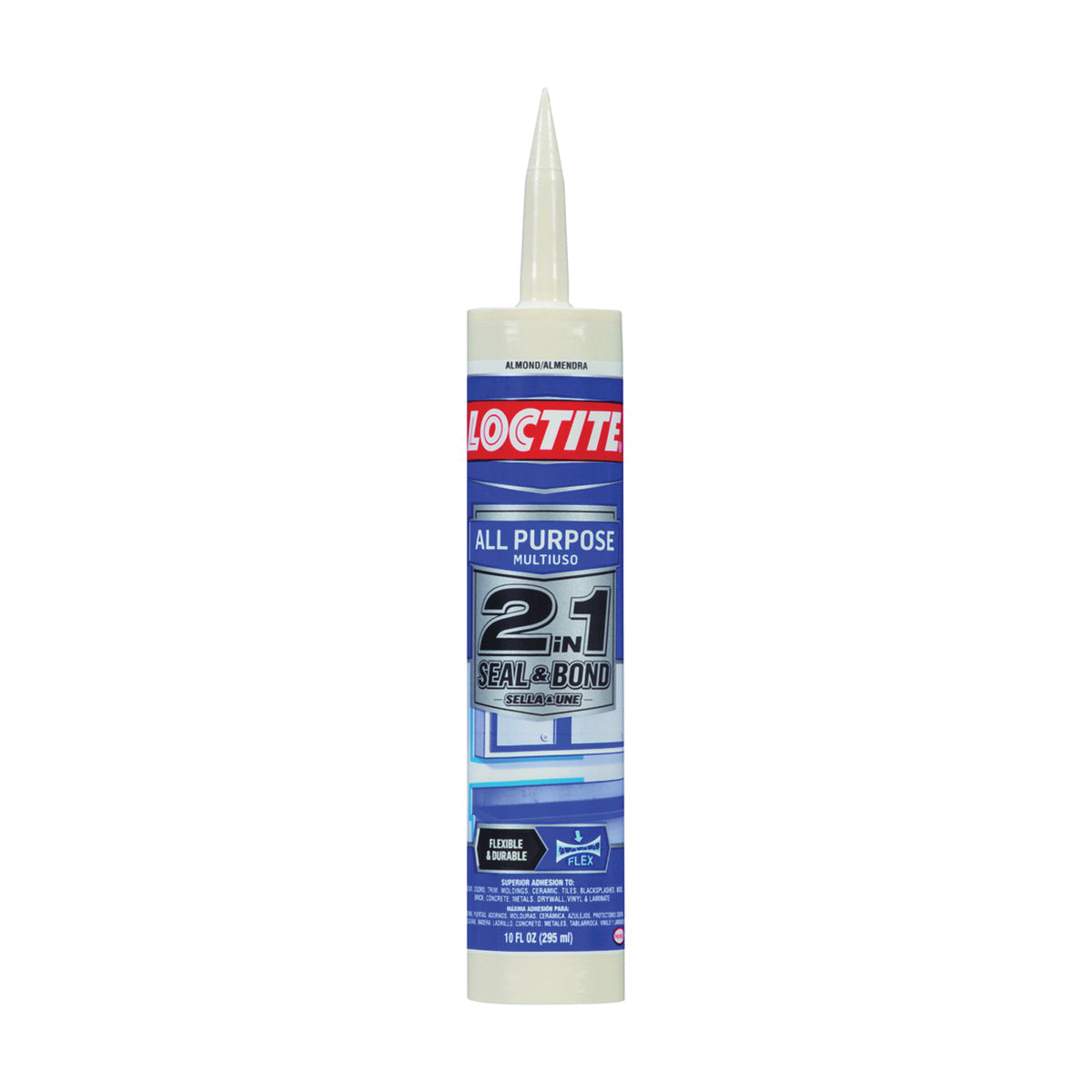 Loctite POLYSEAMSEAL 2137996 Adhesive Caulk, Almond, 5 to 7 days Curing, 40 to 100 deg F, 10 oz Cartridge