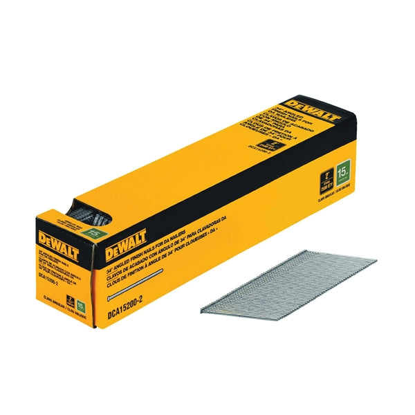 DeWALT DCA15200-2 Finish Nail, 2 in L, 15 Gauge, Steel, Flat Head, Smooth Shank