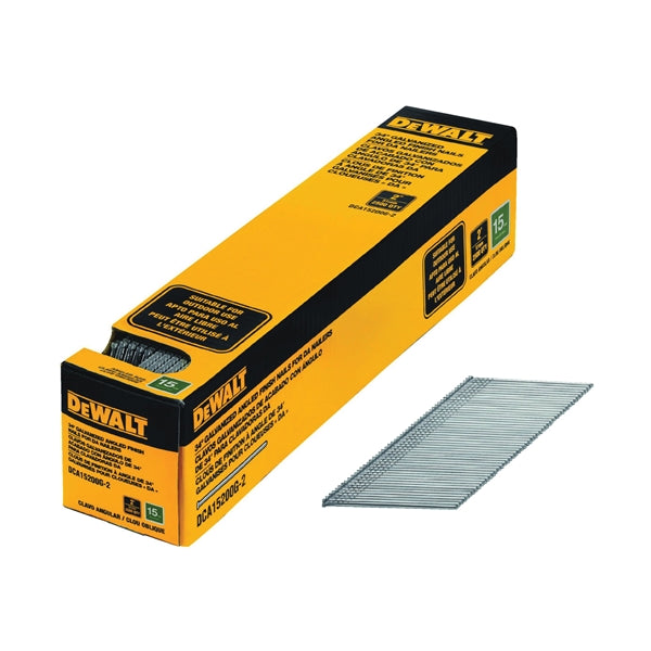 DeWALT DCA15200G-2 Finish Nail, 2 in L, 15 Gauge, Galvanized Steel, Flat Head, Smooth Shank