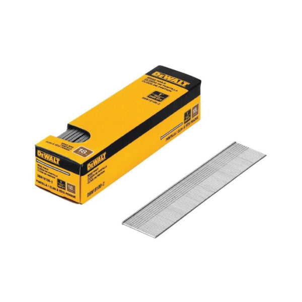 DeWALT DBN18100-2 Nail, 1 in L, 18 Gauge, Metal, Coated, Brad, Flat Head, Smooth Shank