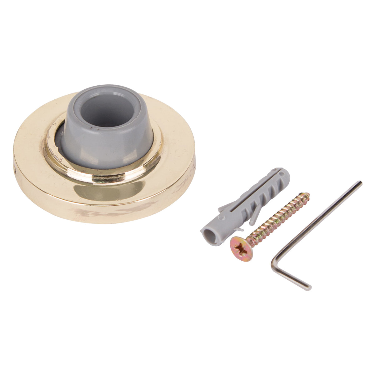 Prosource LR-005-PS Door Stop, 2-1/2 in Dia Base, 2-1/2 in Dia Base x 1 in H Projection, Steel &amp; Rubber