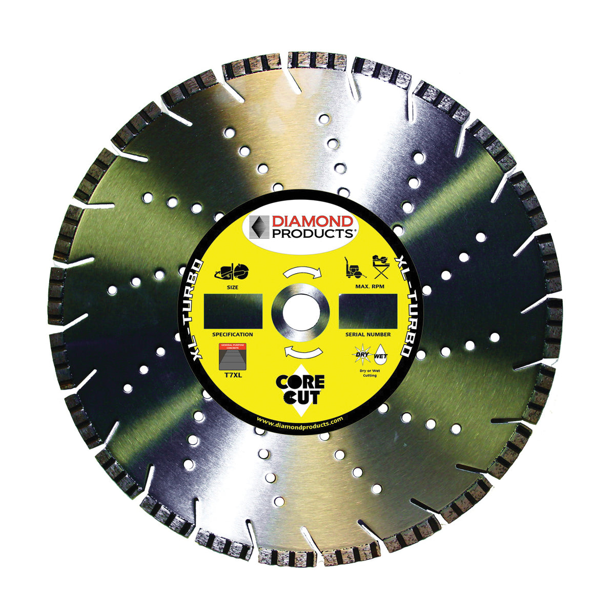 DIAMOND PRODUCTS 19312 Circular Saw Blade, 14 in Dia, Universal Arbor, Applicable Materials: Cured Concrete