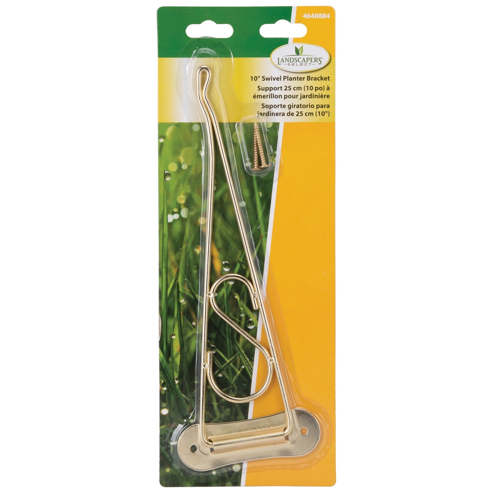 Landscapers Select GB0193L Planter Bracket, 10-3/8 L, Steel, Brass, Wall Mount Mounting