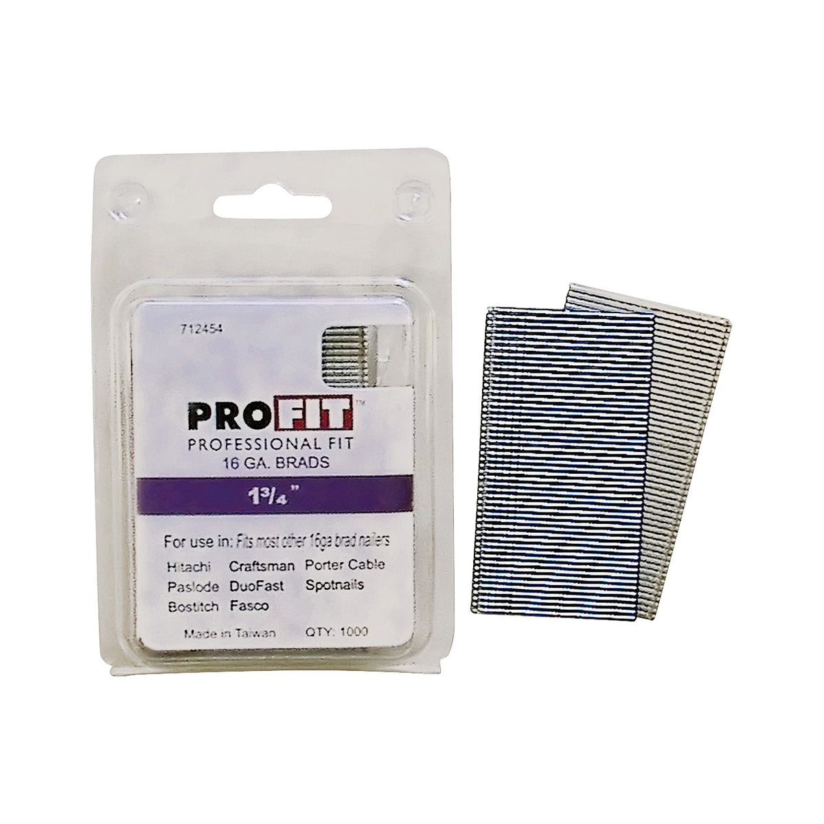 ProFIT 0712454 Finish Nail, 1-3/4 in L, 16 Gauge, Steel, Electro-Galvanized, Brad Head, Smooth Shank