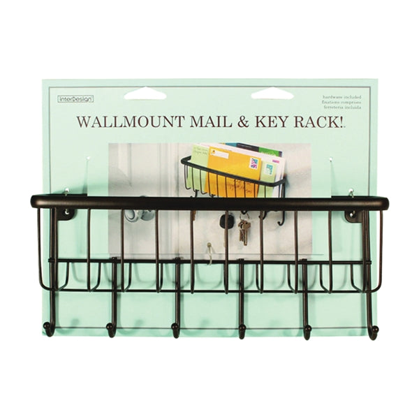 iDESIGN 58971 Mail and Key Rack, 6-Key Hook, Bronze, 10-3/4 in L, 2-1/2 in W, 8-1/2 in H