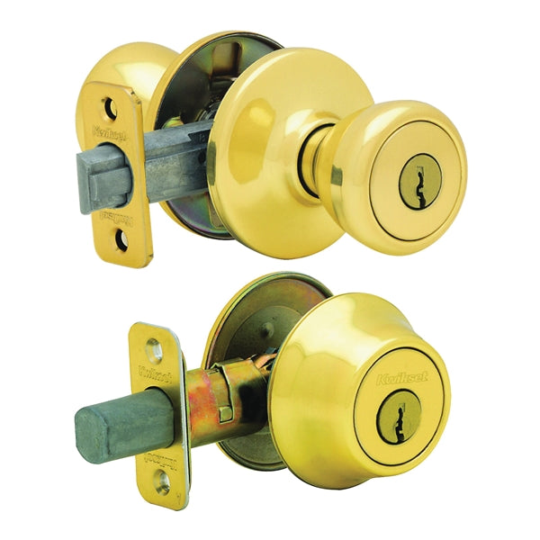 Kwikset 690T3RCLRCSK6BX Knob Lockset, 3 Grade, Keyed Key, Polished Brass, 2-3/8 x 2-3/4 in Backset, K6 Keyway